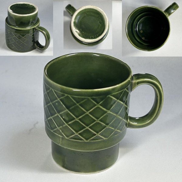 アールデコ◆ガラスカップ&ソーサー6客◆緑 グリーン 昭和レトロ プレスガラス アールデコ◇ガラスカップ&ソーサー6客◇緑 グリーン 昭和レトロ