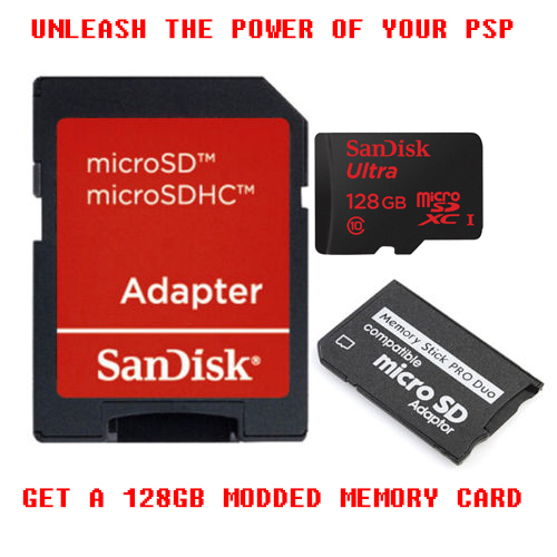 PSP 1000, 2000, 3000 Memory Card Mod 128GB – Emulators/Games