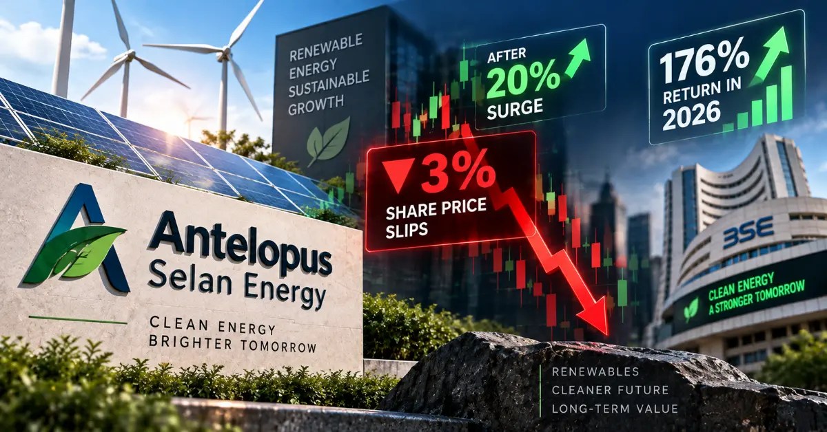 Antelopus Selan Energy share price slips 3% after a 20% surge, despite delivering a 176% return in 2026.