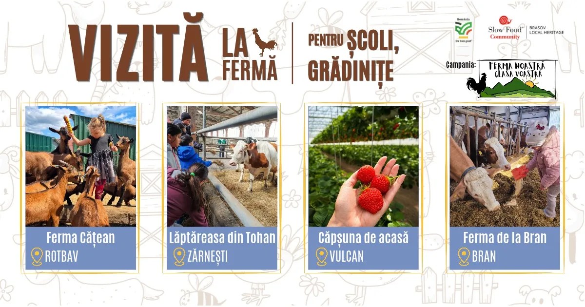 FERMA NOASTRĂ, CLASA VOASTRĂ: patru ferme din zona Brașov își deschid porțile pentru elevi și preșcolari