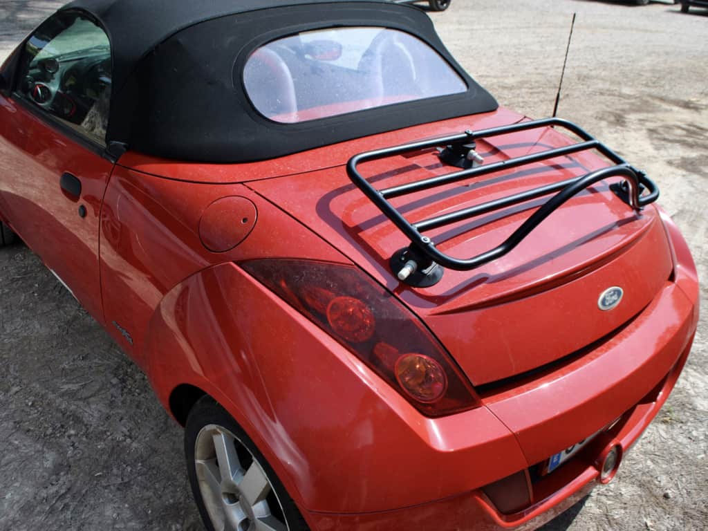 red ford street KA with a black luggage rack fitted