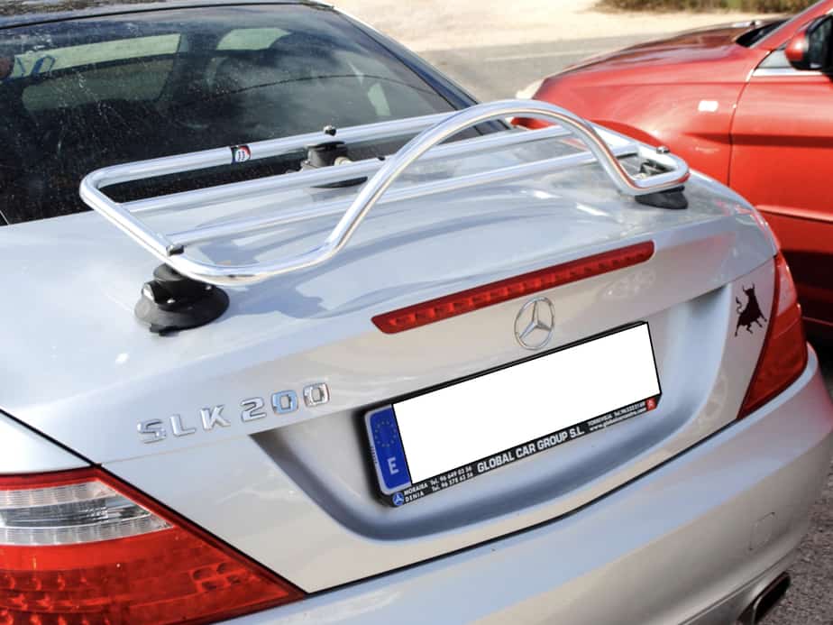 silver mercedes slk 200 with a revo-rack pa luggage rack fitted