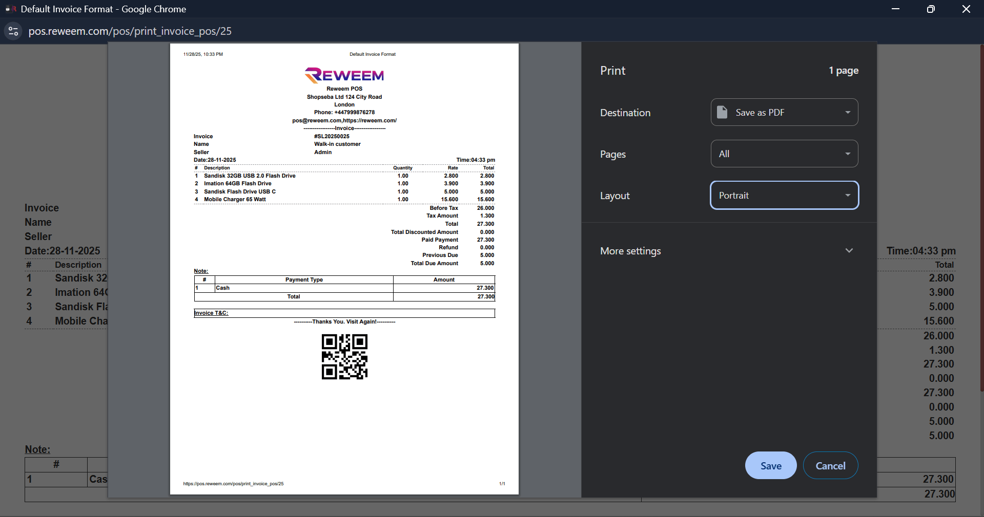 Customer Invoice