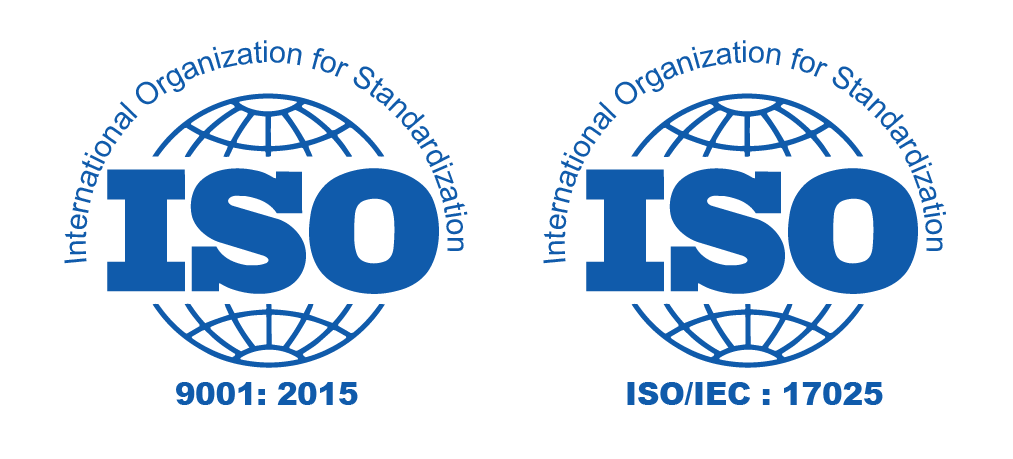 ISO 9001:2015 and ISO/IEC 17025:2017 certification badges supporting SAECO industrial engineering services
