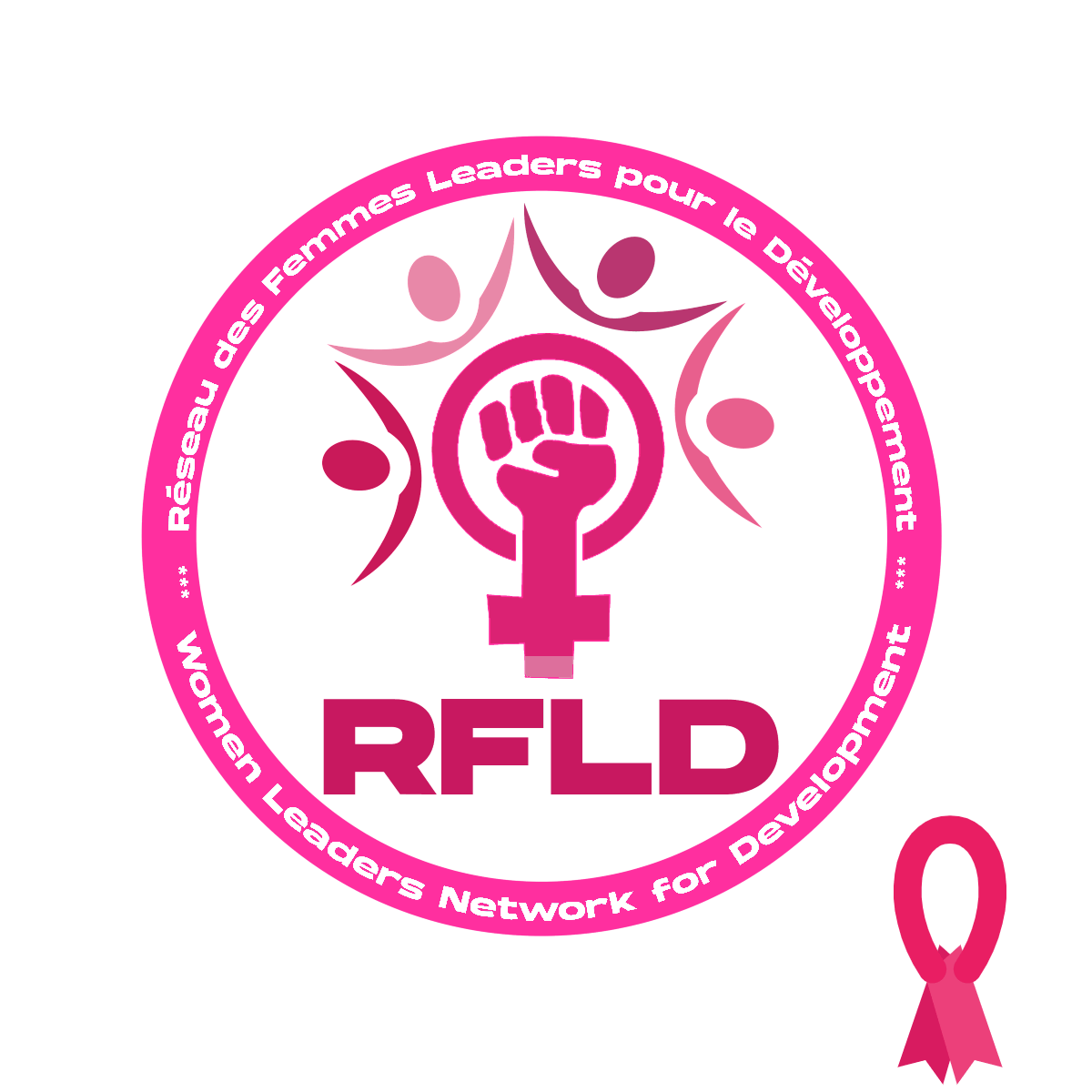 The RFLD logo in pink with the pink ribbon for Breast Cancer Awareness Month