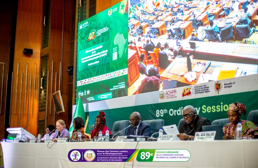The panel at the Commission's table during the 89th Ordinary Session, with Aua Baldé, member of the UN Working Group on Enforced or Involuntary Disappearances (right).