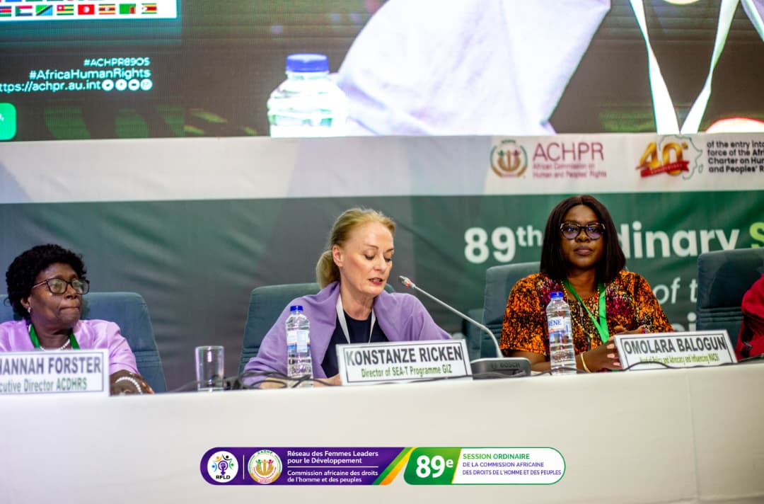 Hannah Forster (ACDHRS), Konstanze Ricken (SEA-T, GIZ) and Omolara Balogun (WACSI).