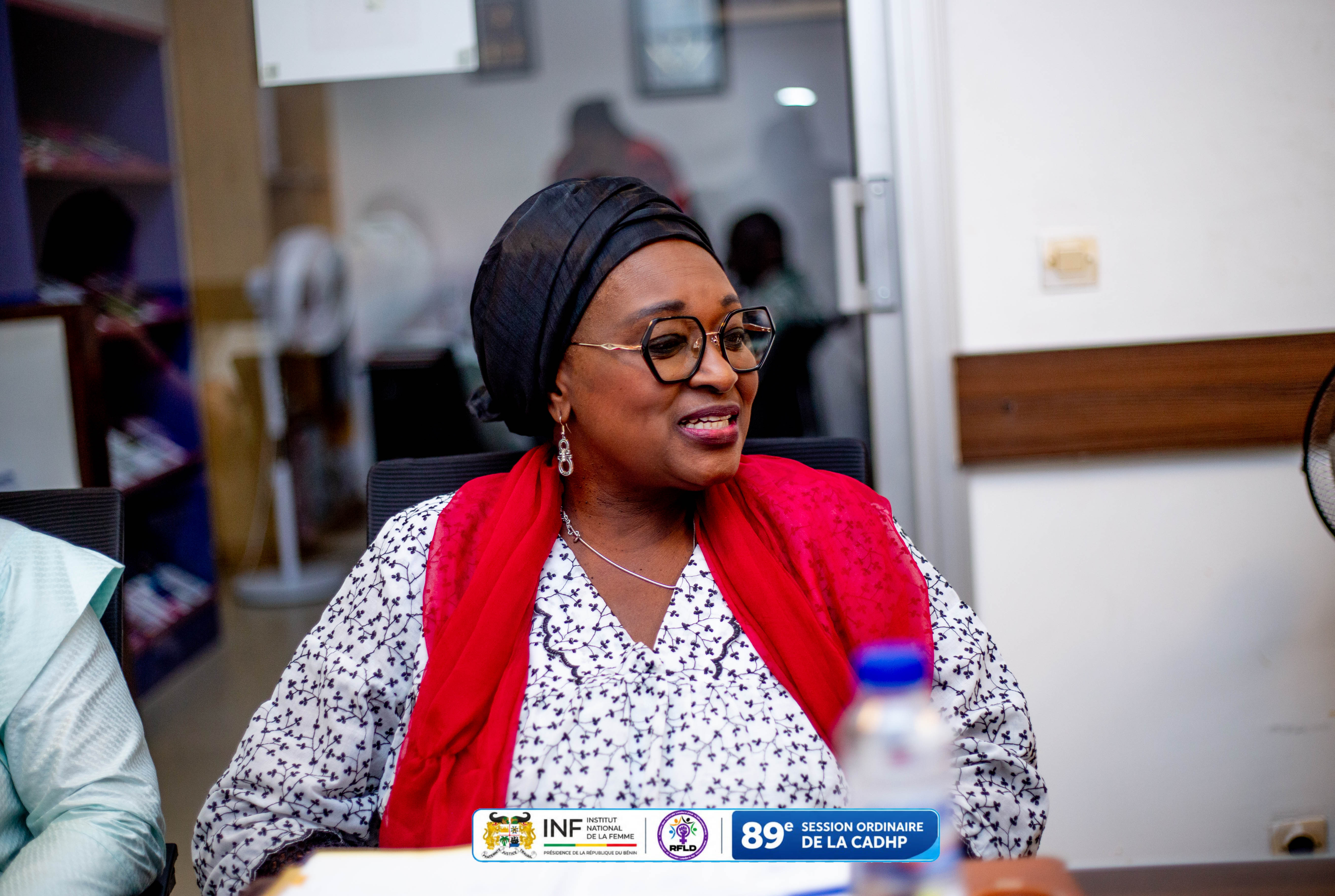 A participant listening during the meeting