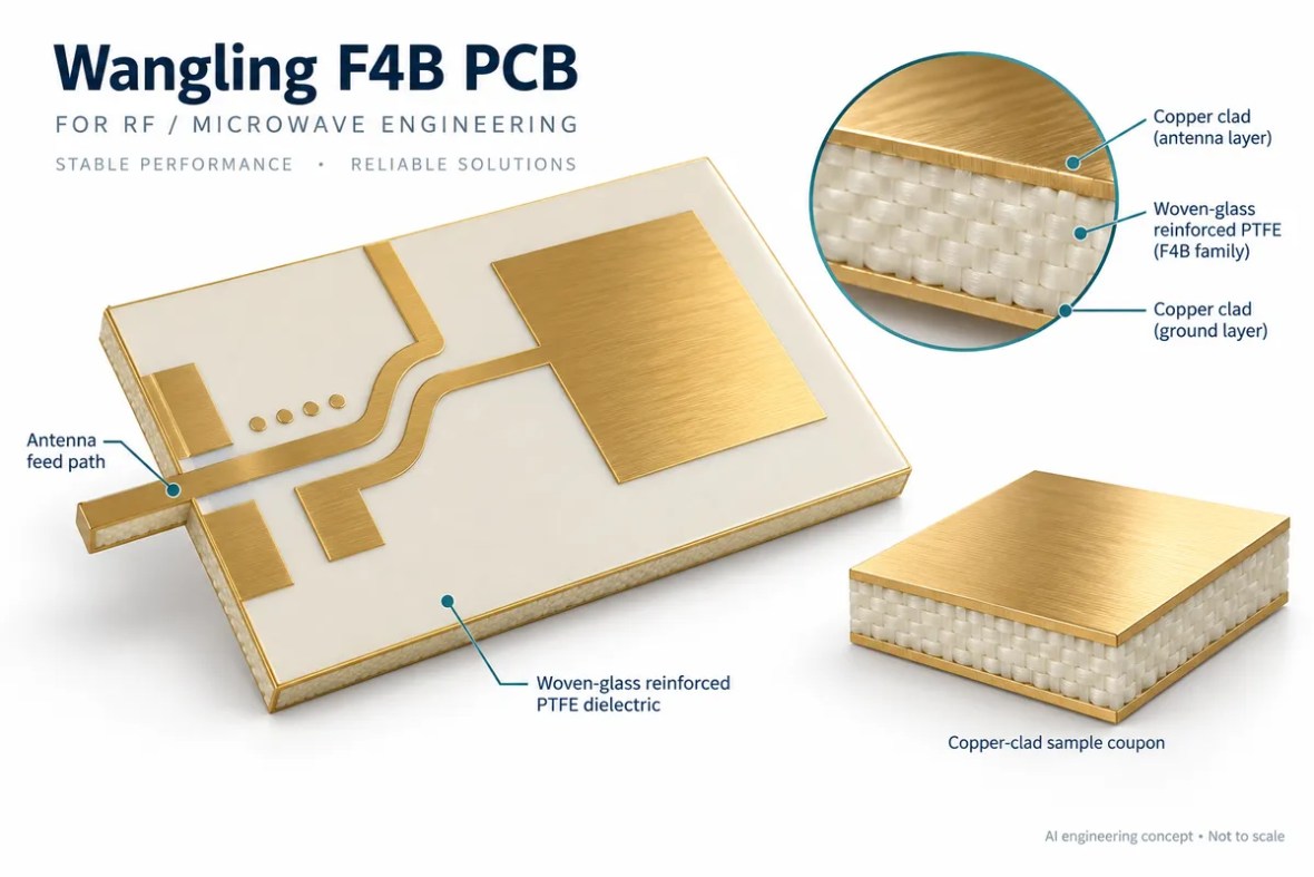 Wangling F4B PCB RF engineering concept, AI illustration