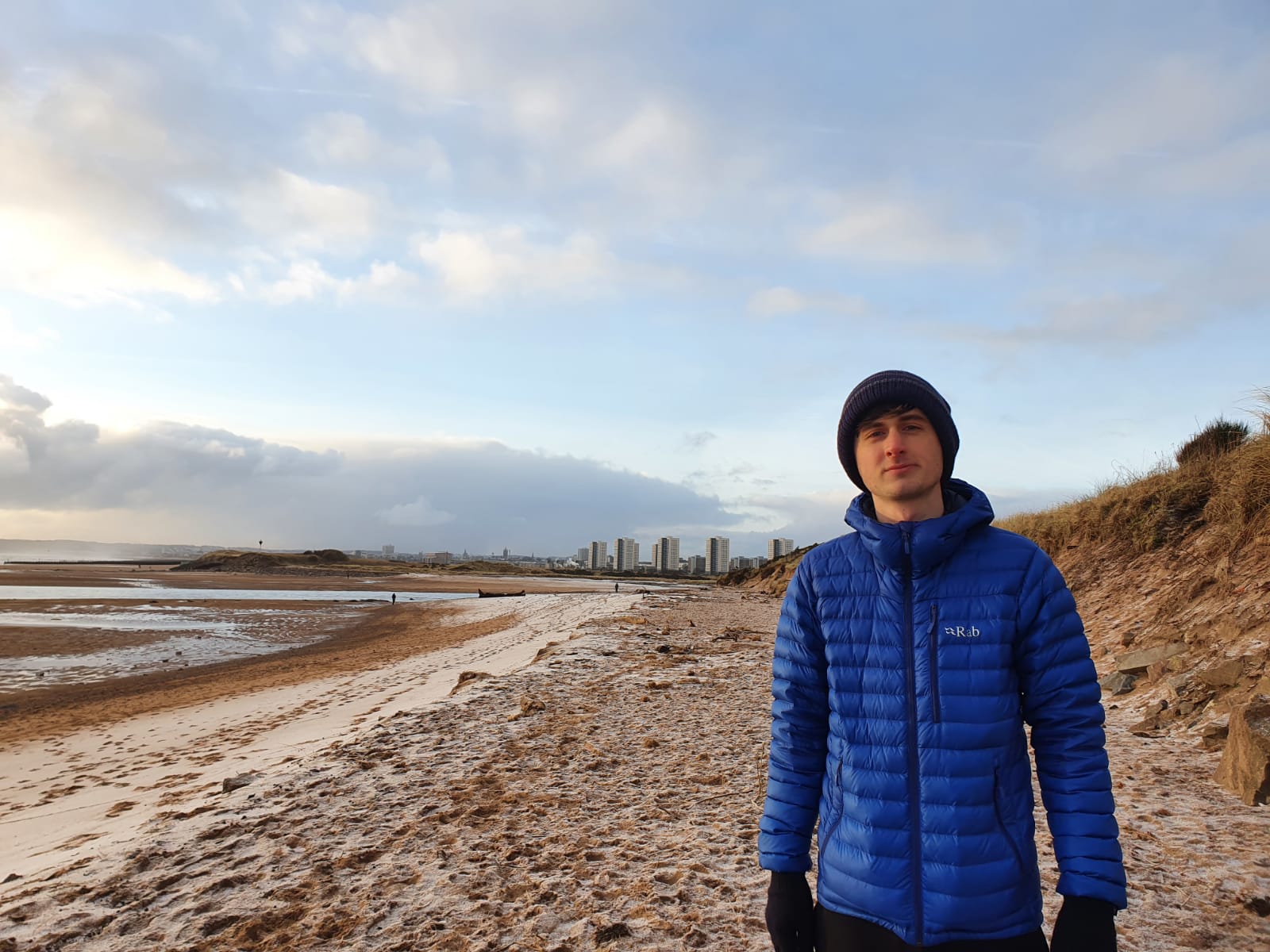 Jack Bryce, BSc Biomedical Science Student at RGU, near the beach