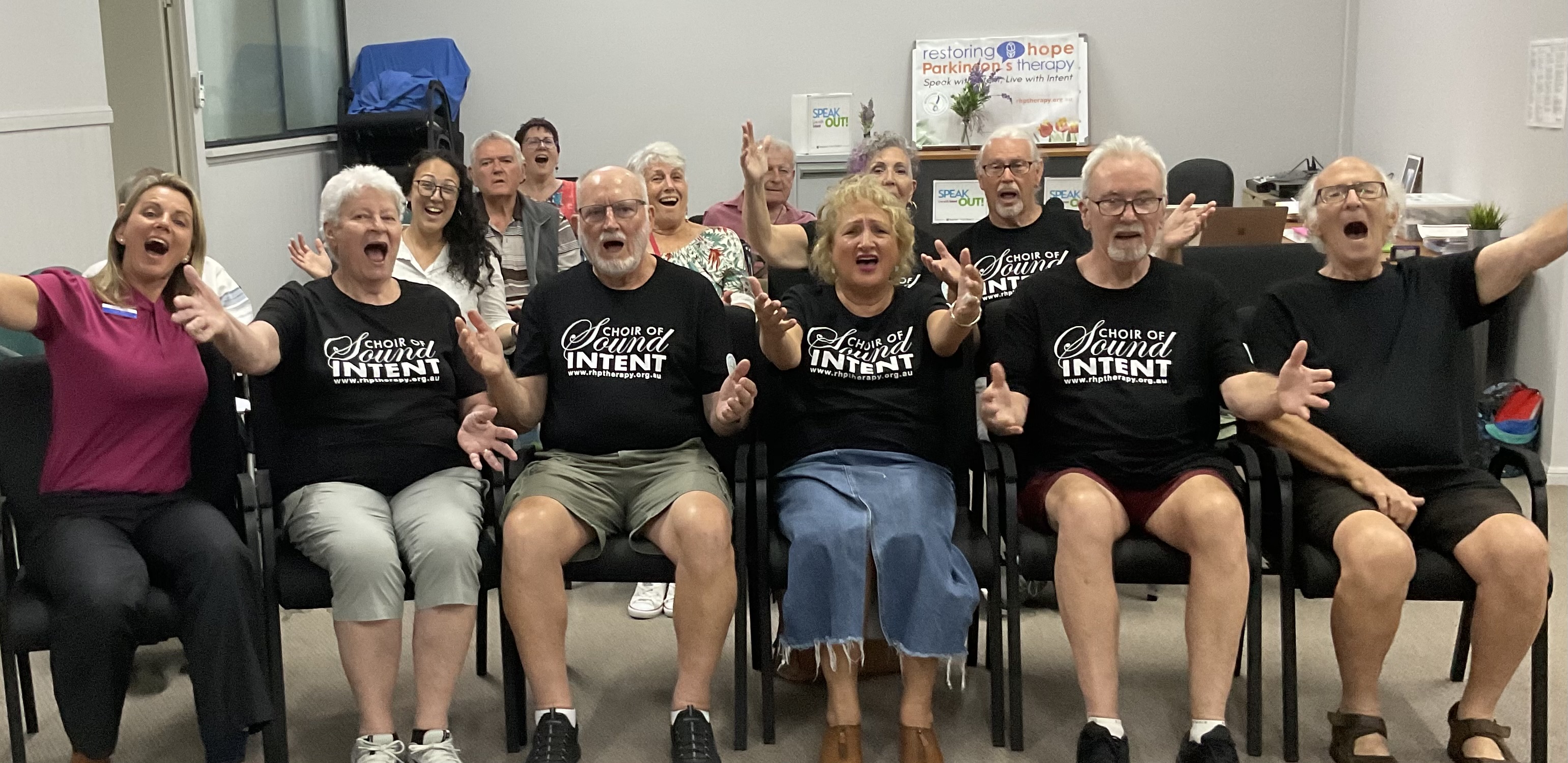 Choir Members using the New Chairs