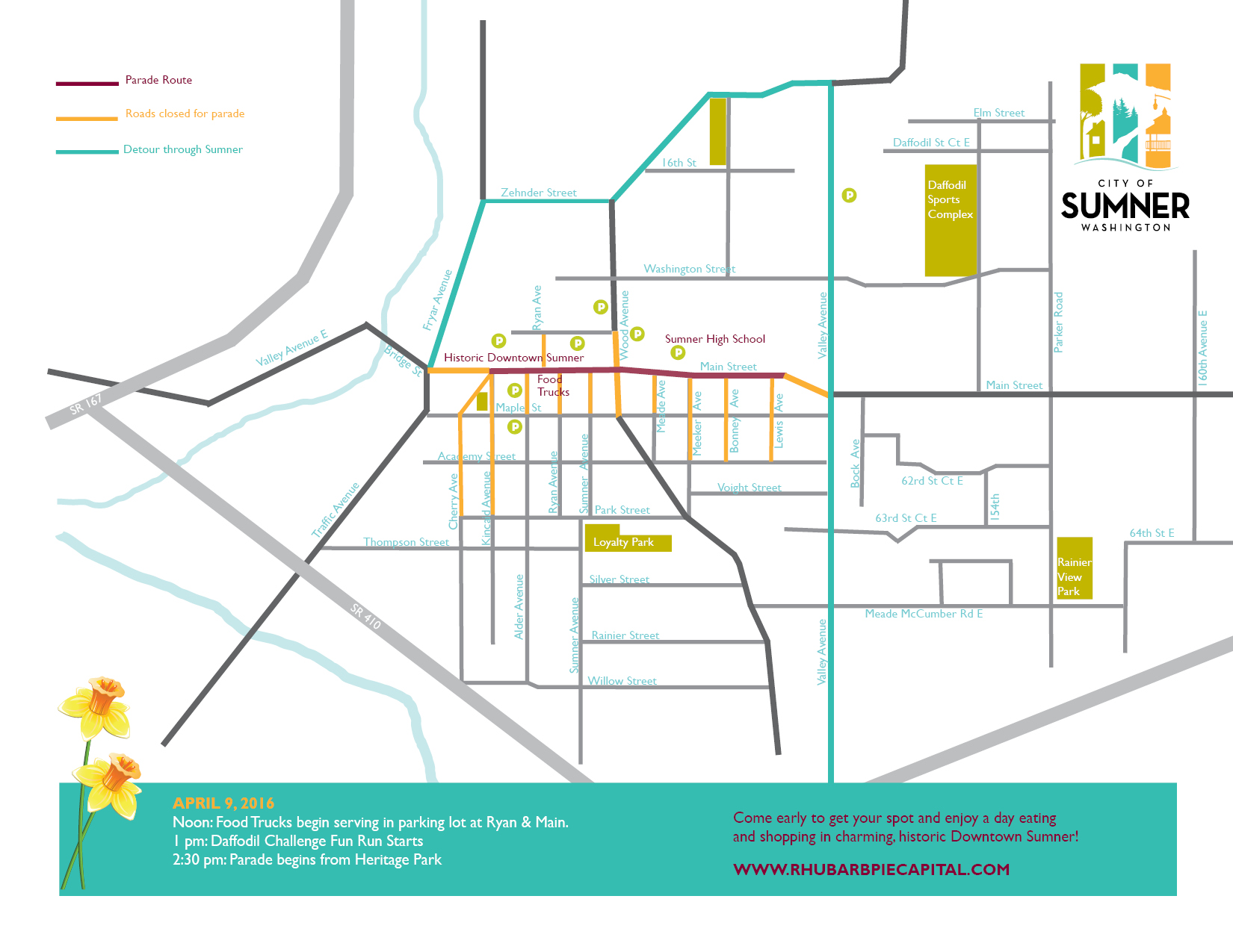 Daffodil Festival Parade Sumner Washington Daffodil Parade Map 