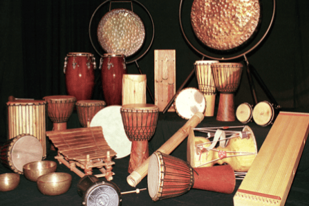Wayang kulit purwa 4 instrumen musik gamelan jawa . Module Rhythmodrom