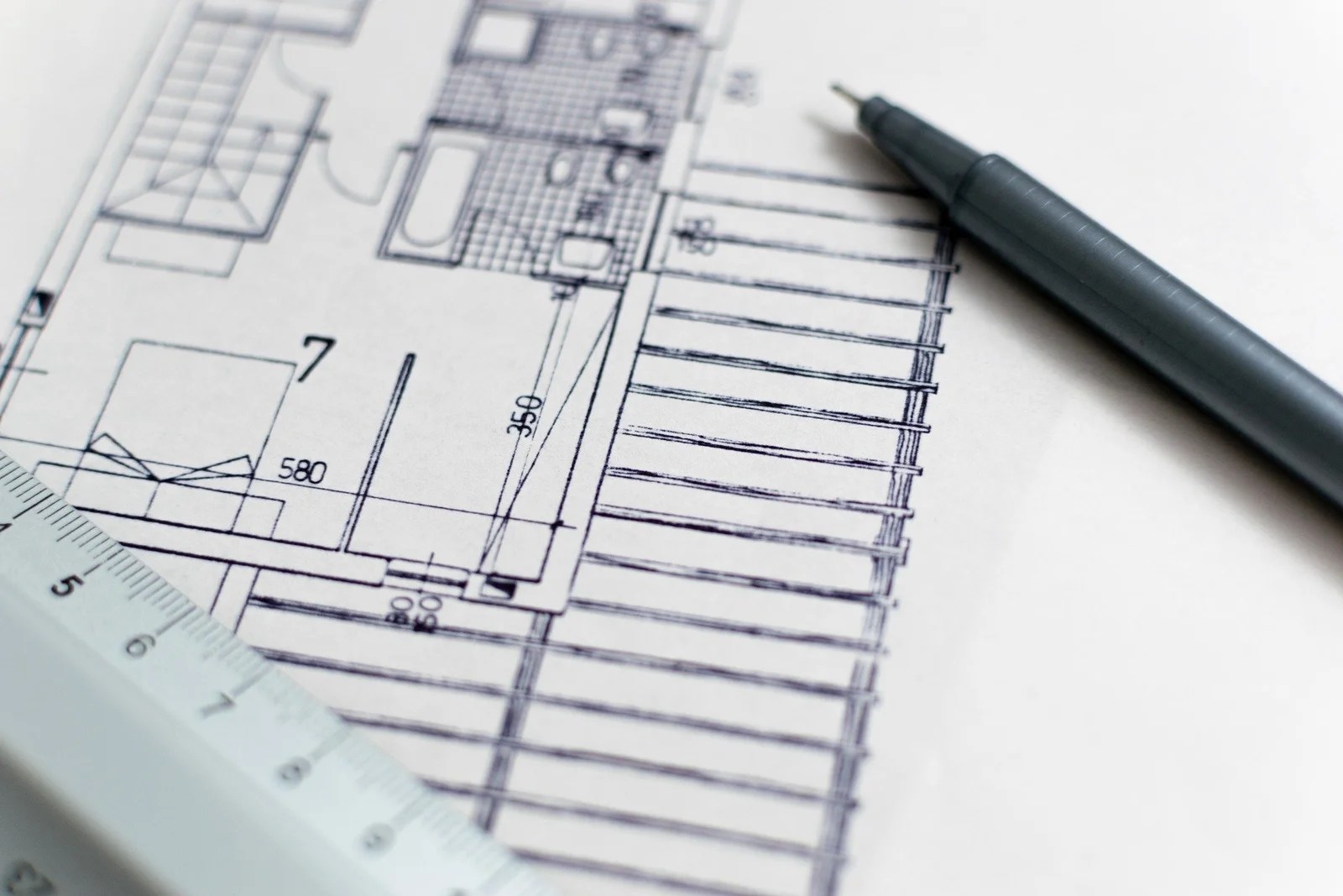 architectural drawing pen and ruler