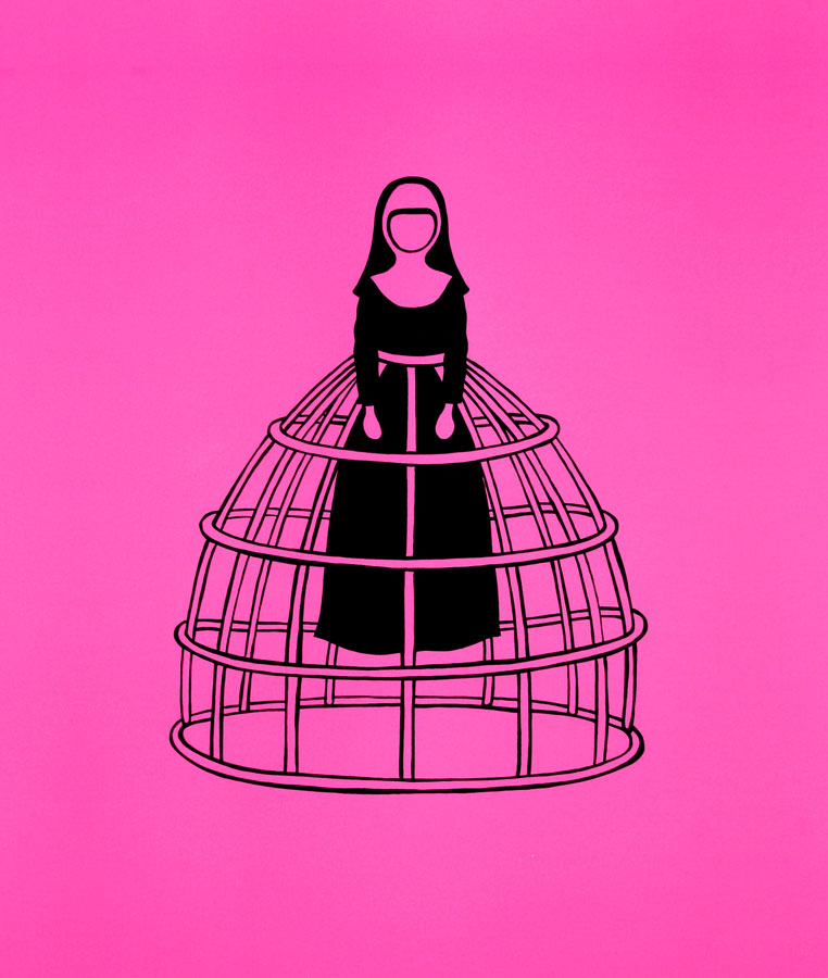 Levitation (Ink on fluorescent paper 37x29 cm)