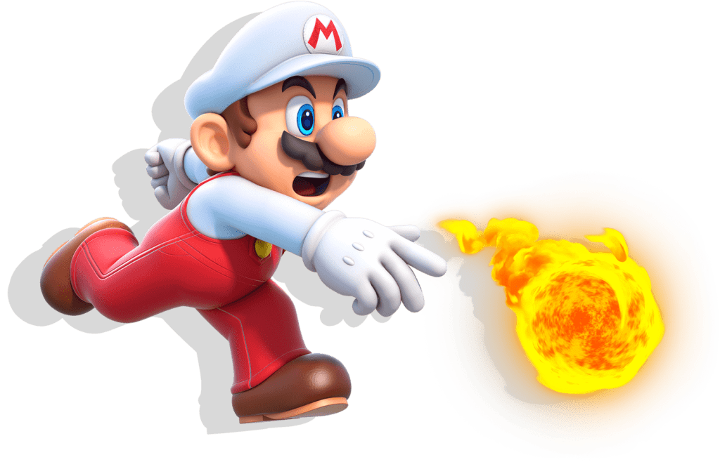 Fire Mario shooting a fireball from his hand