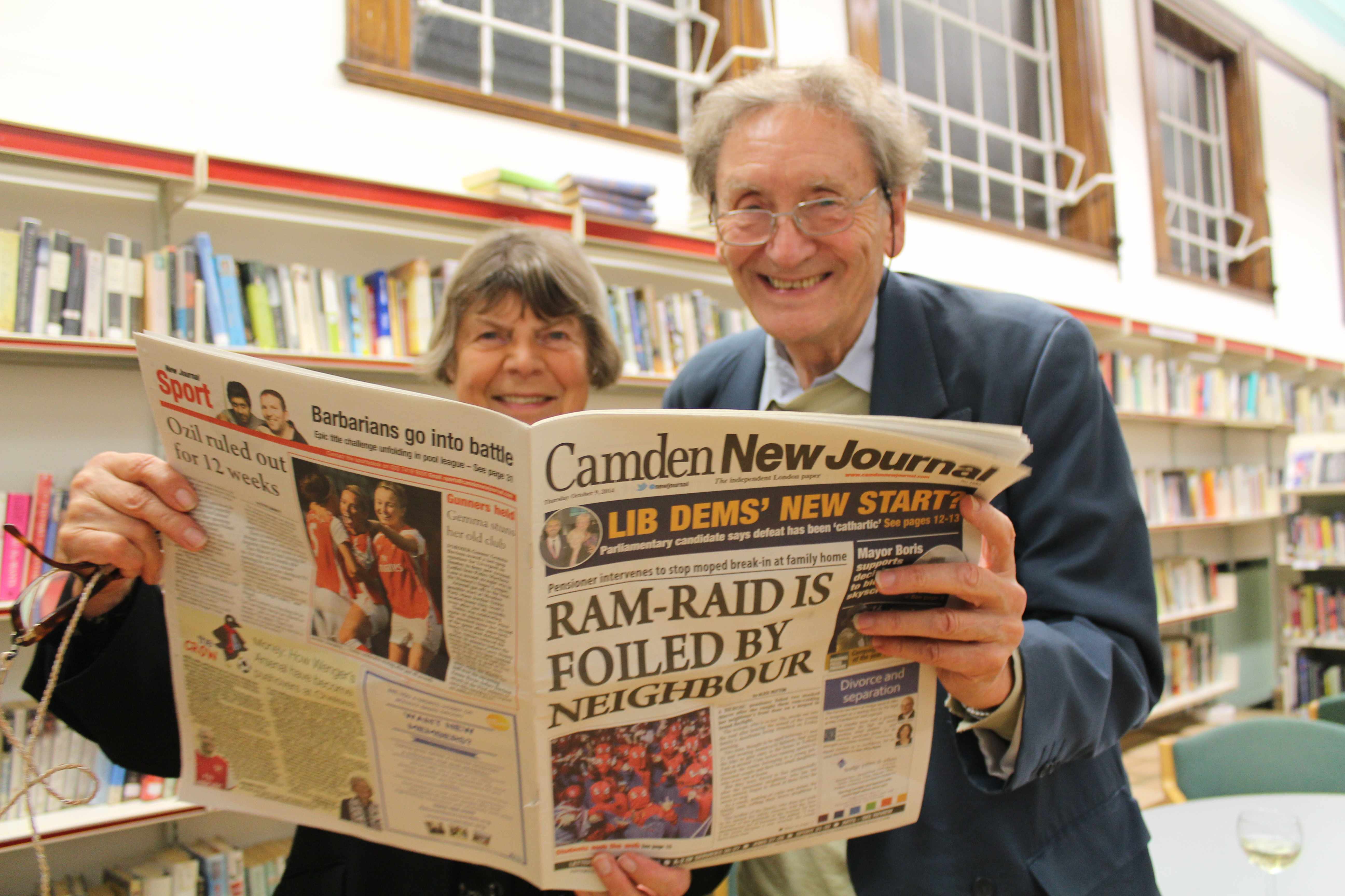 Let's get literary: SIr Michael Holroyd and Margaret Drabble with their favourite local read