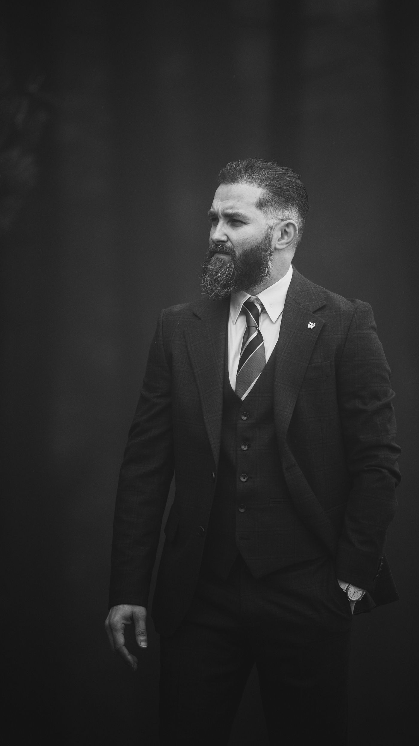 Fashion portrait in formal menswear