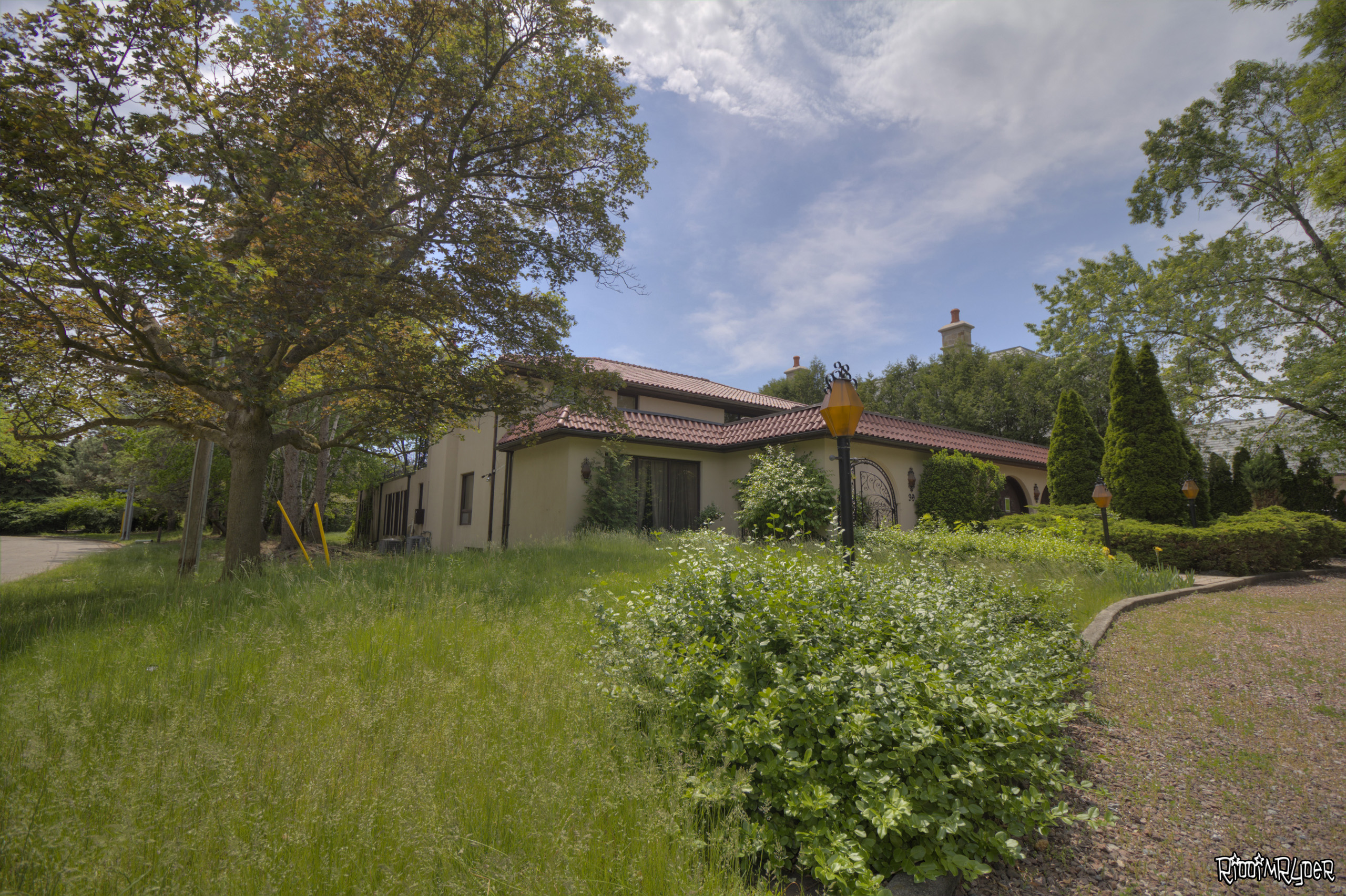 Outside the abandoned mansion