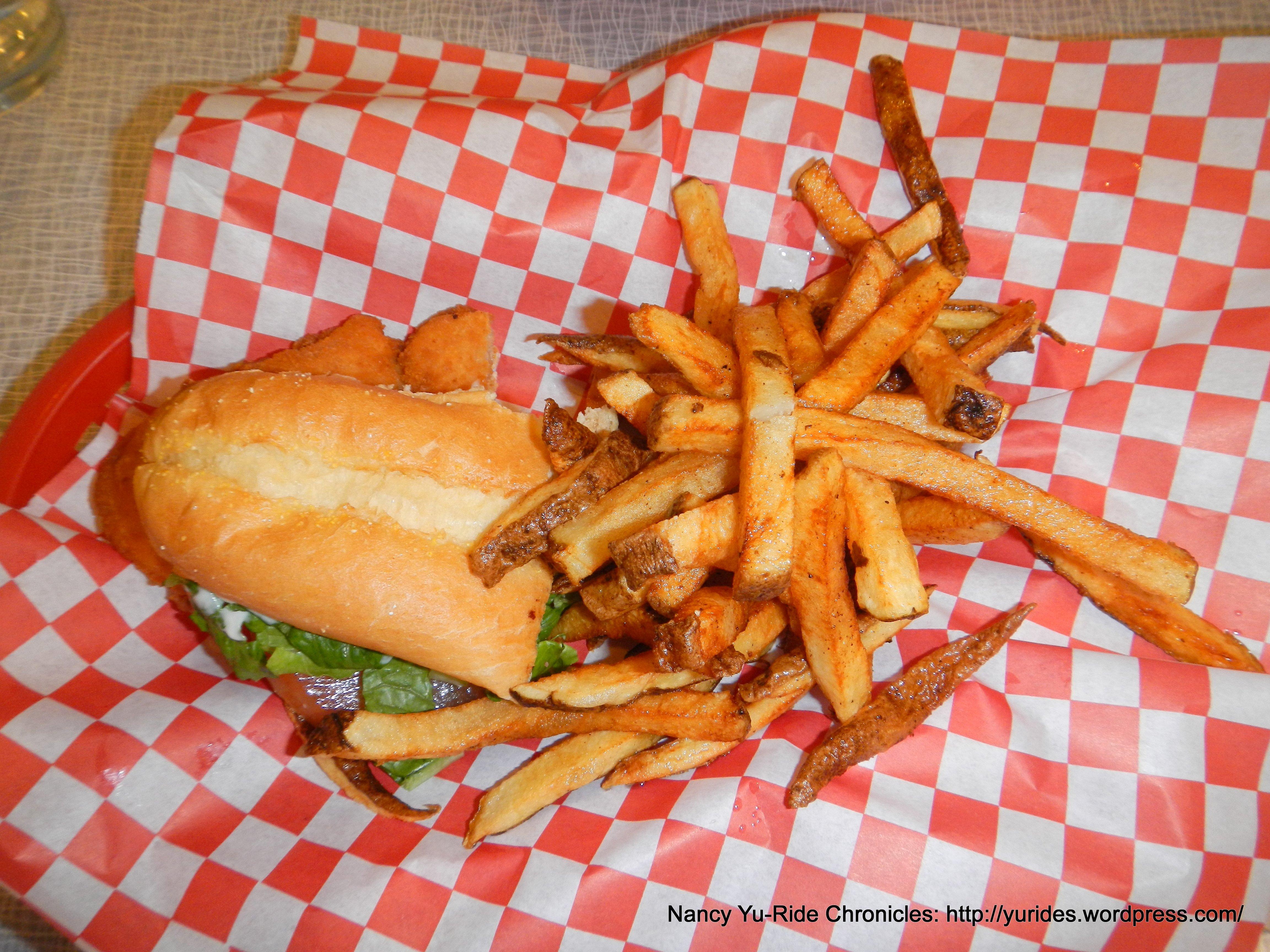 chicken sandwich with hand cut fries
