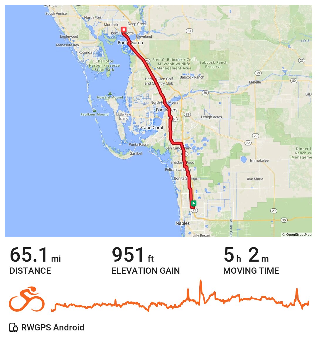 Tamiami Trail Day 3 Naples To Port Charlotte Ride With GPS Card 