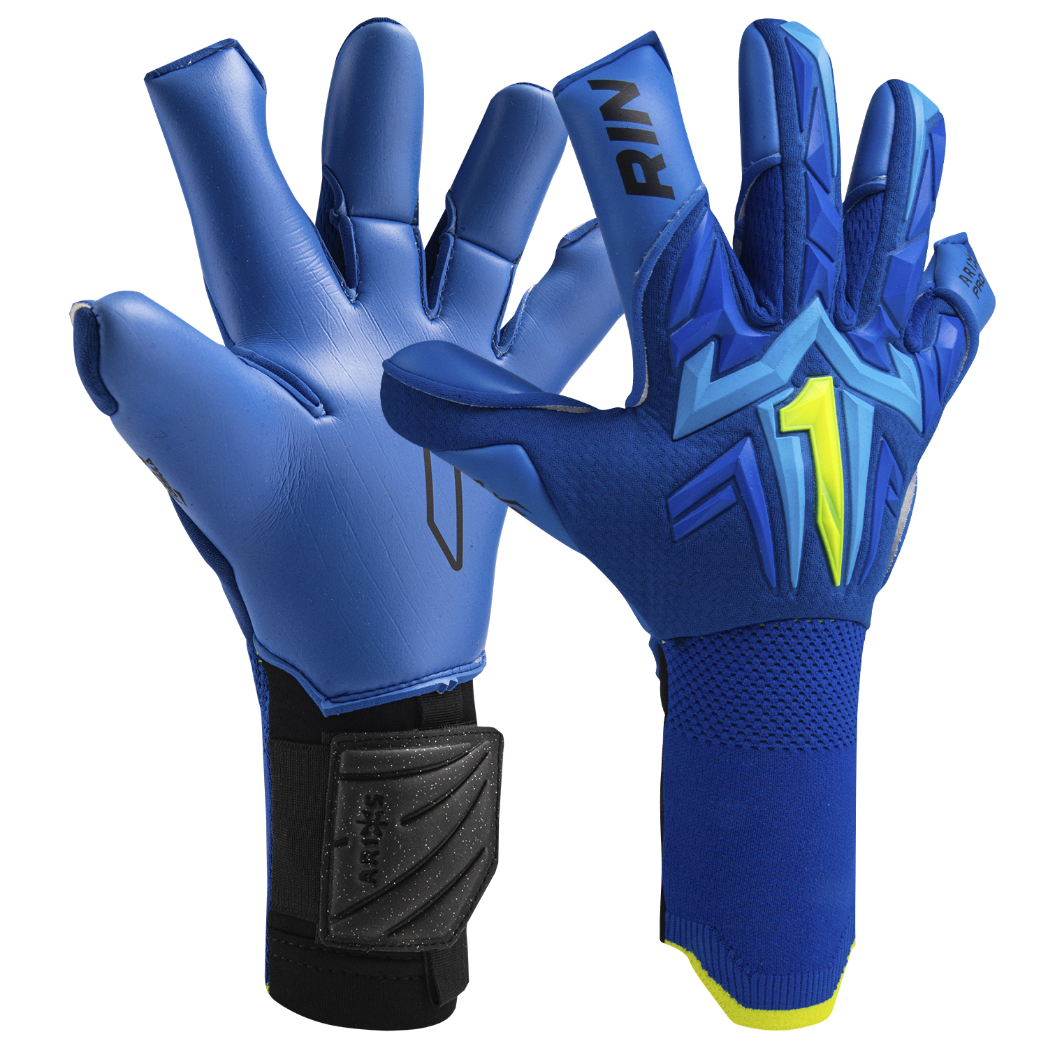 rina　2 Luva Goleiro Rinat Aries X Profissional Azul Adulto - Rinat Sports