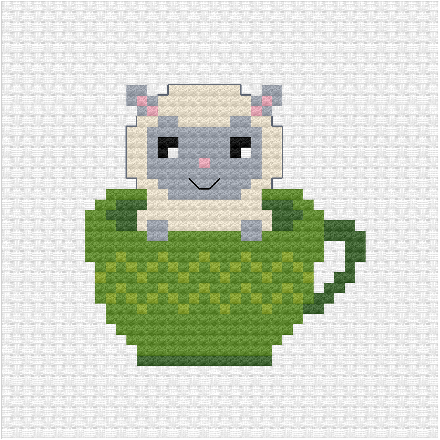 Sheep in a teacup cross stitch pdf pattern