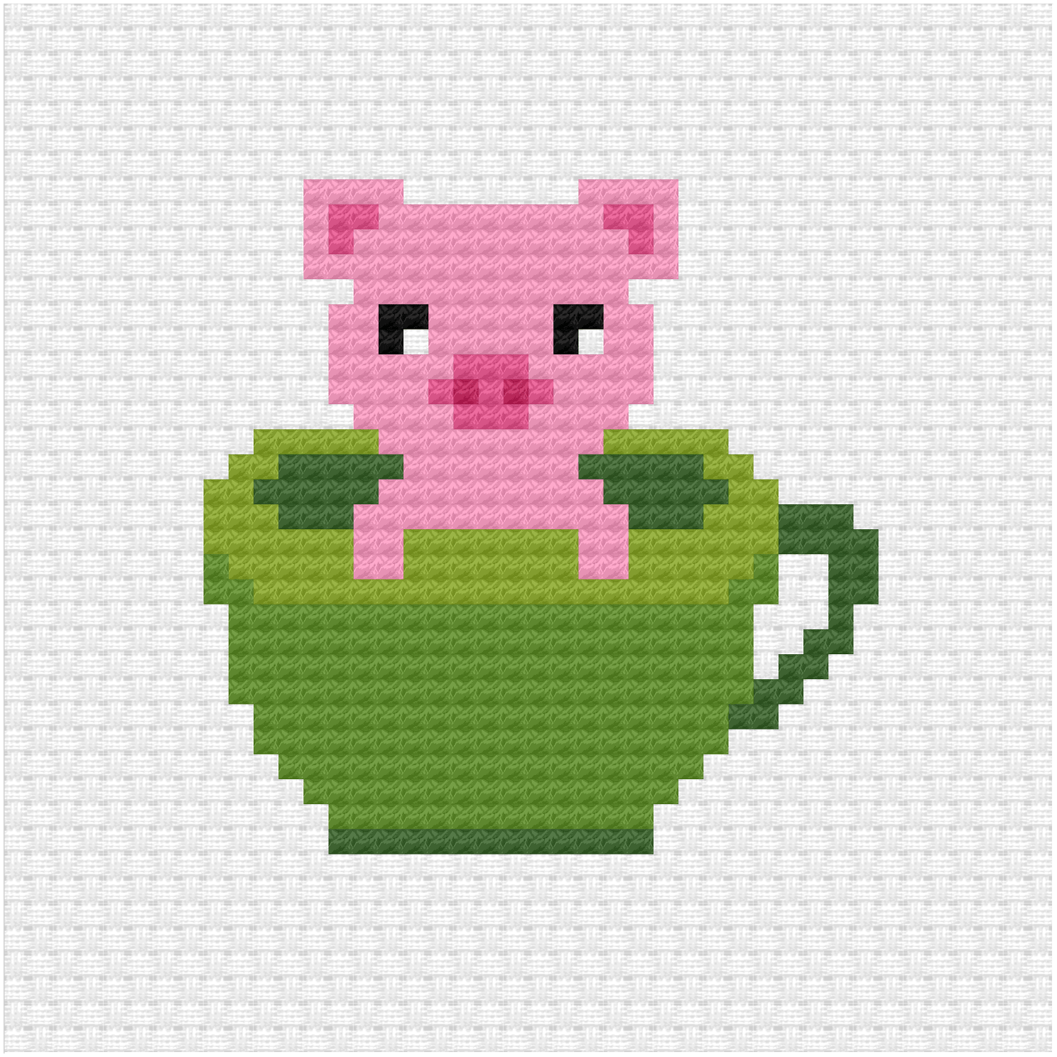 Pig in a tea cup cross stitch pattern