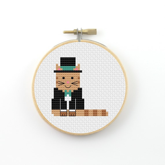 Groom cat cross stitch pdf pattern
