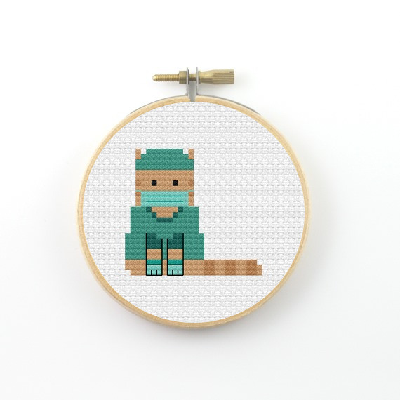 Nurse cat cross stitch pdf pattern