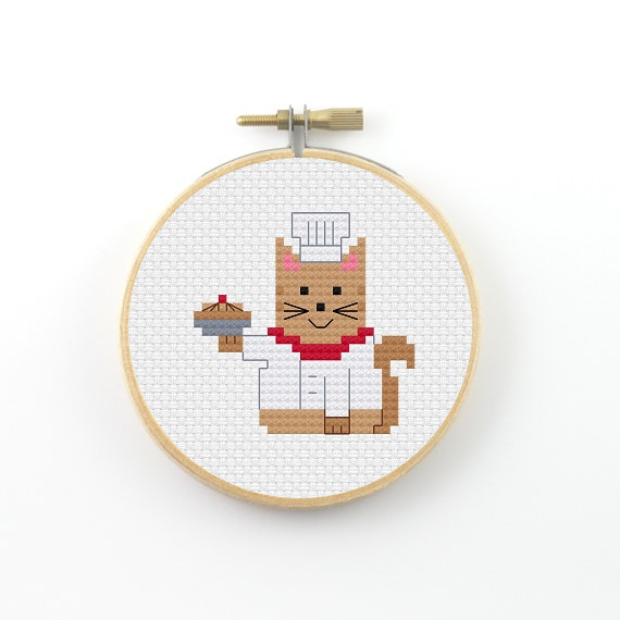 Baker cat cross stitch pdf pattern