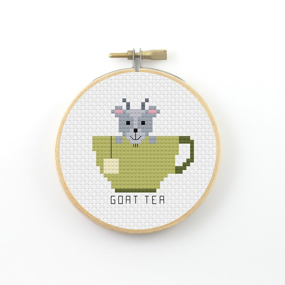 Goat tea cross stitch pdf pattern