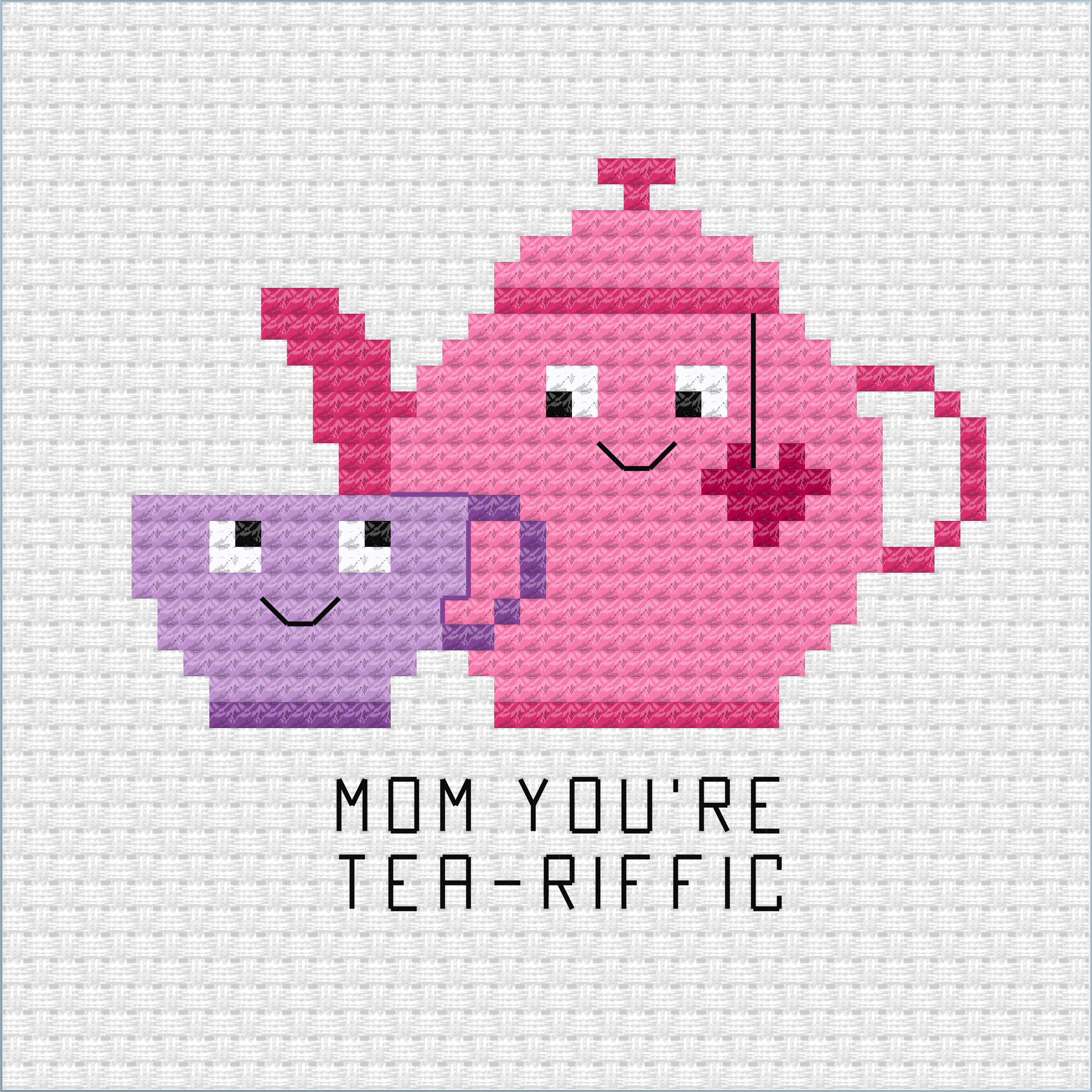 Mon you're tea-riffic cross stitch pdf pattern