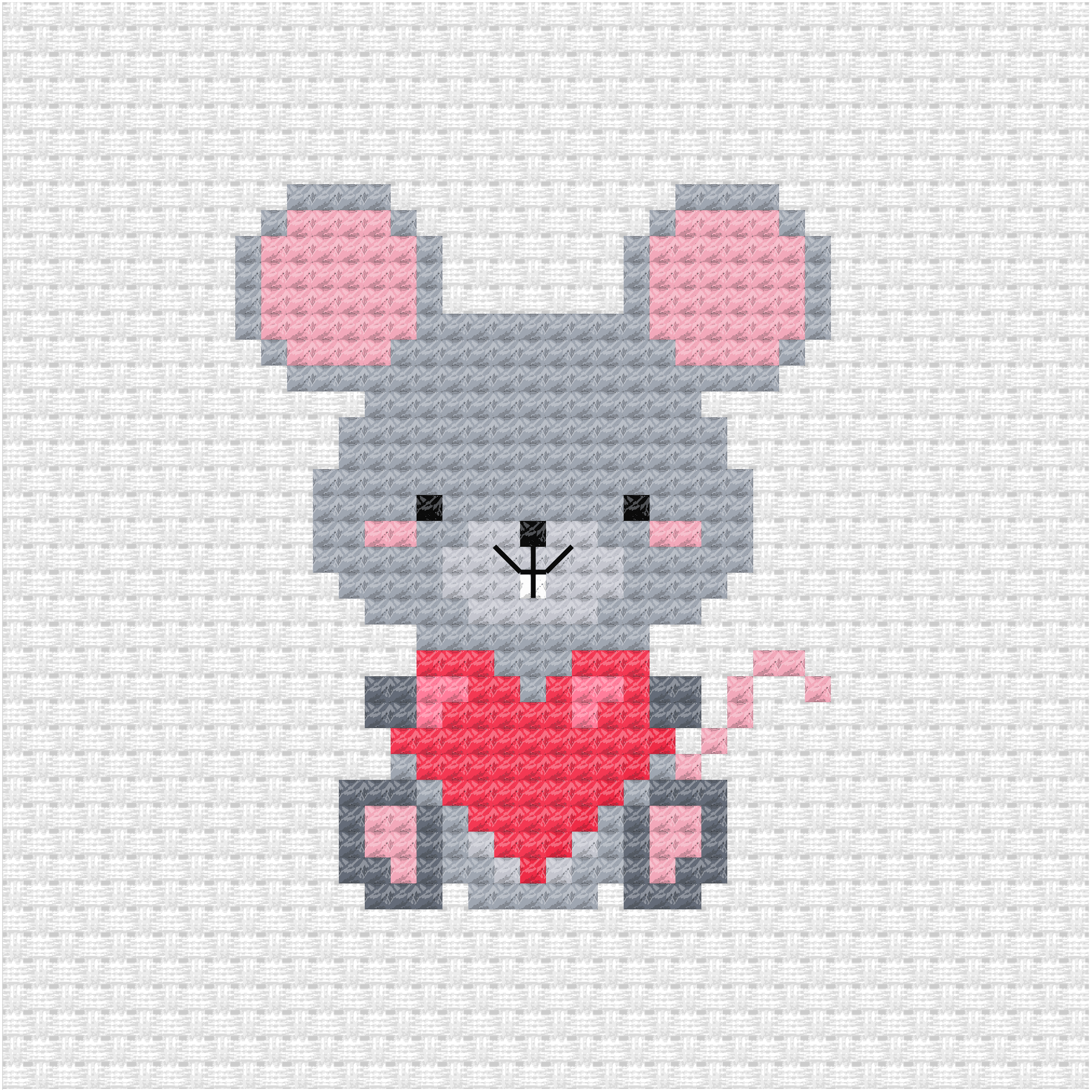 Mouse with heart cross stitch pdf pattern