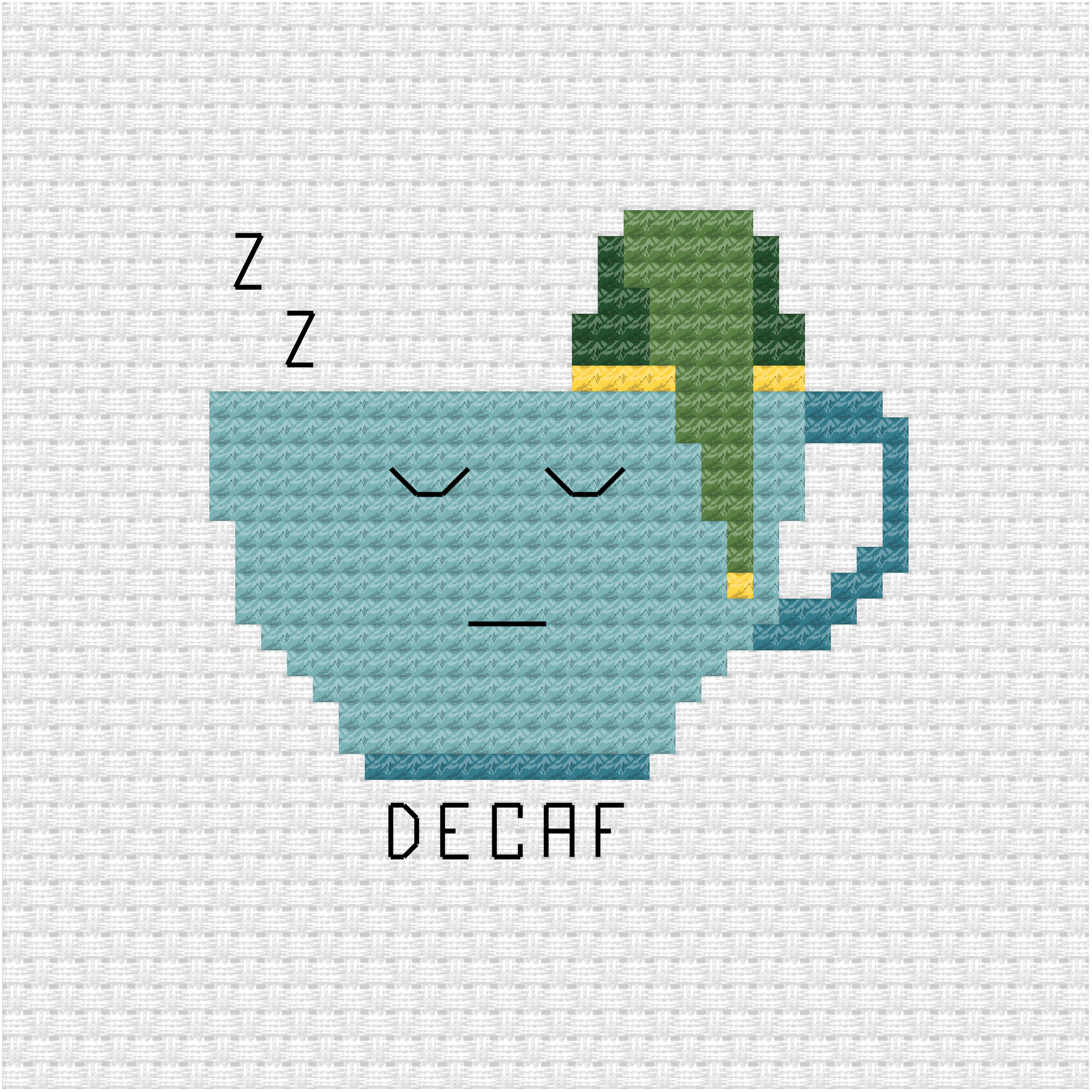 Decaf coffee cup cross stitch pdf pattern