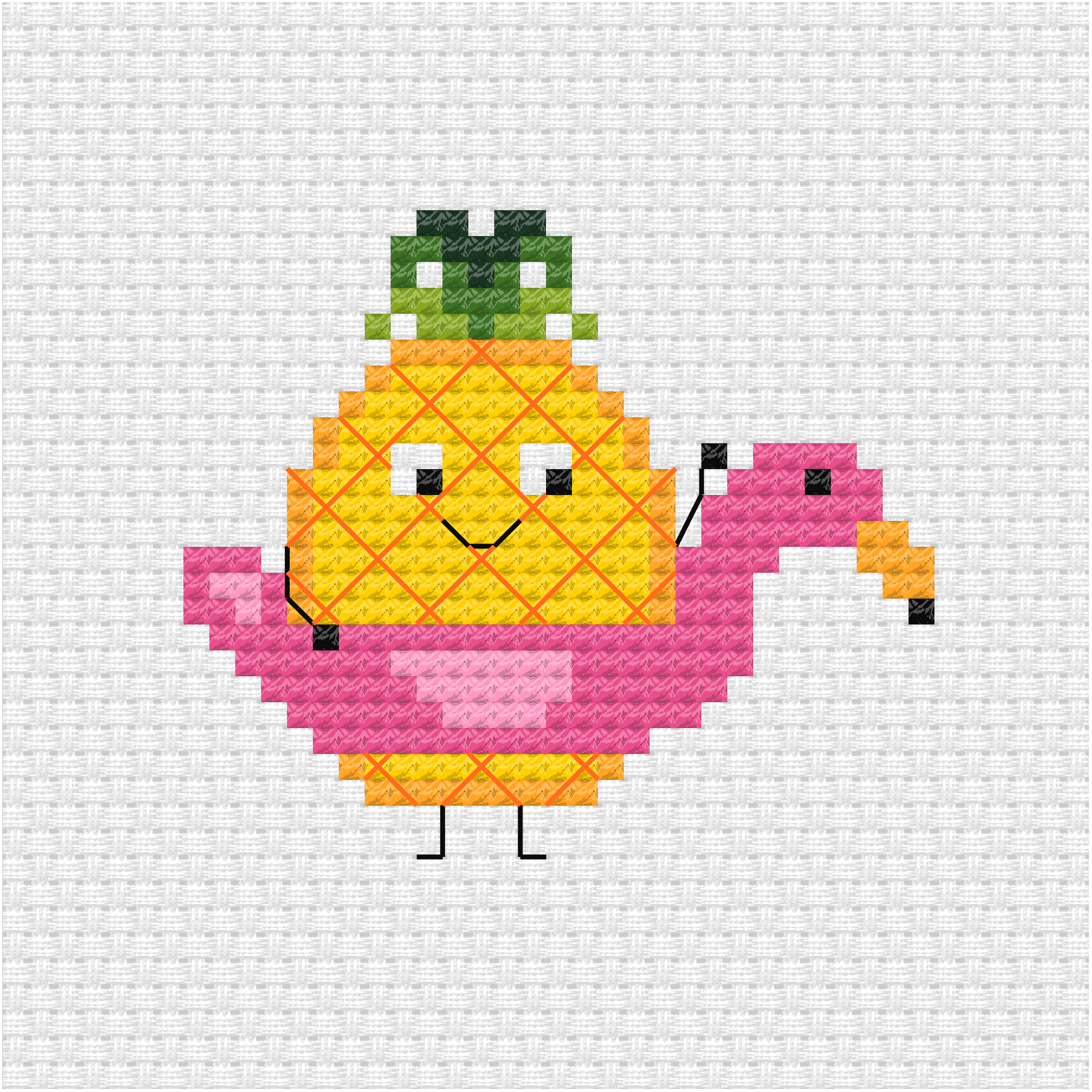 Summer pineapple cross stitch pdf pattern -