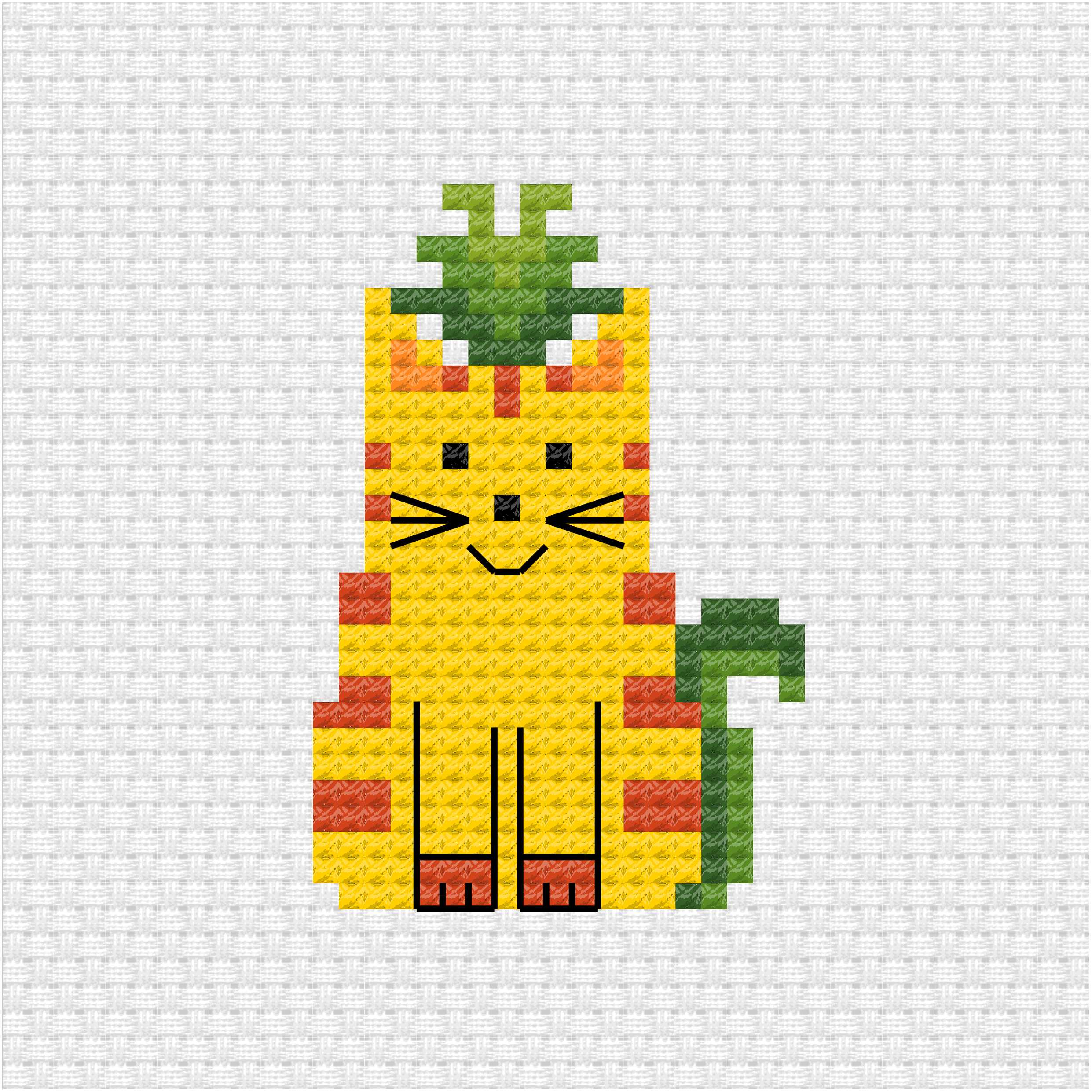 Pineapple cat cross stitch pdf pattern