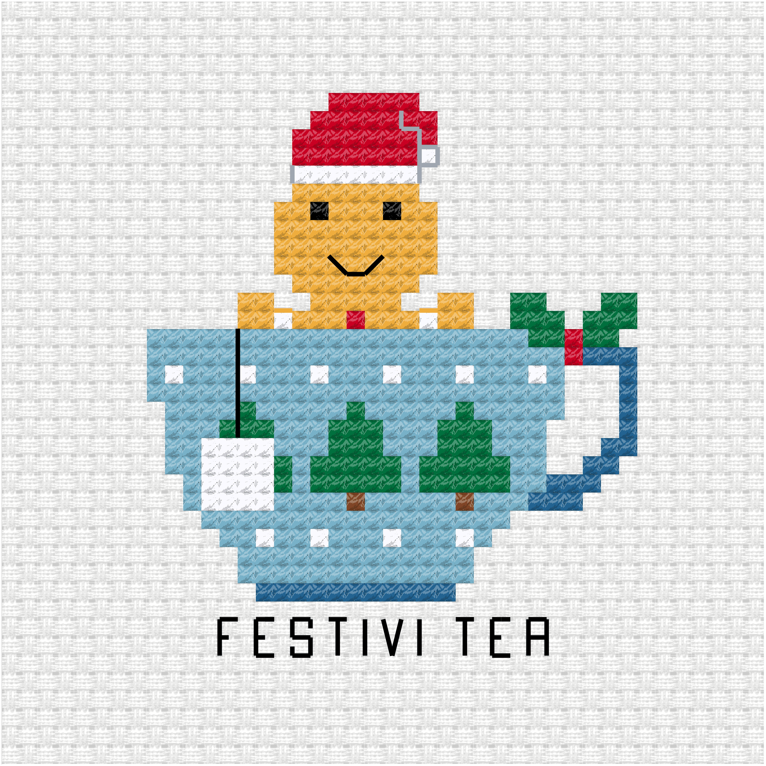 Festivi tea cross stitch pdf pattern