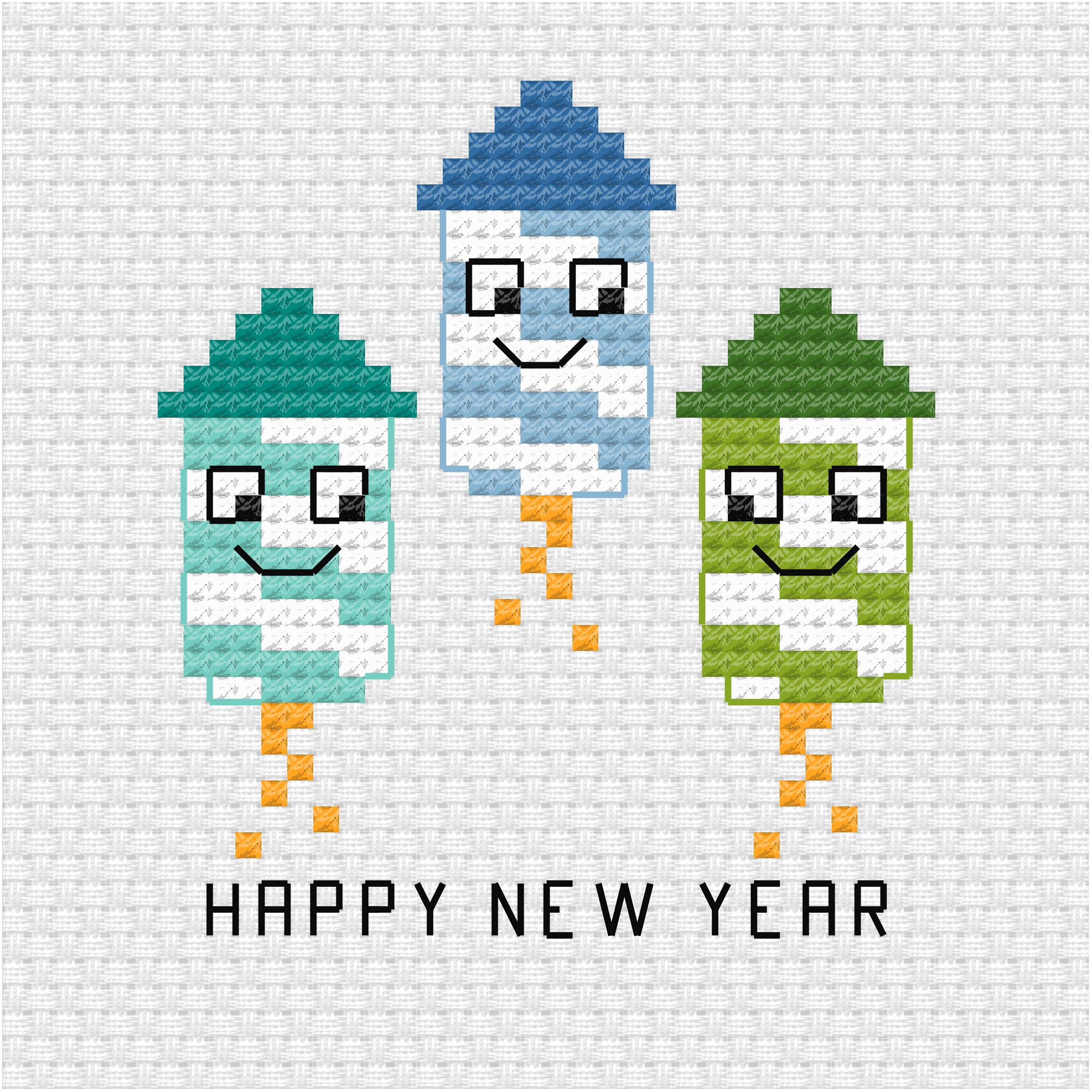 Happy new year cross stitch pdf pattern
