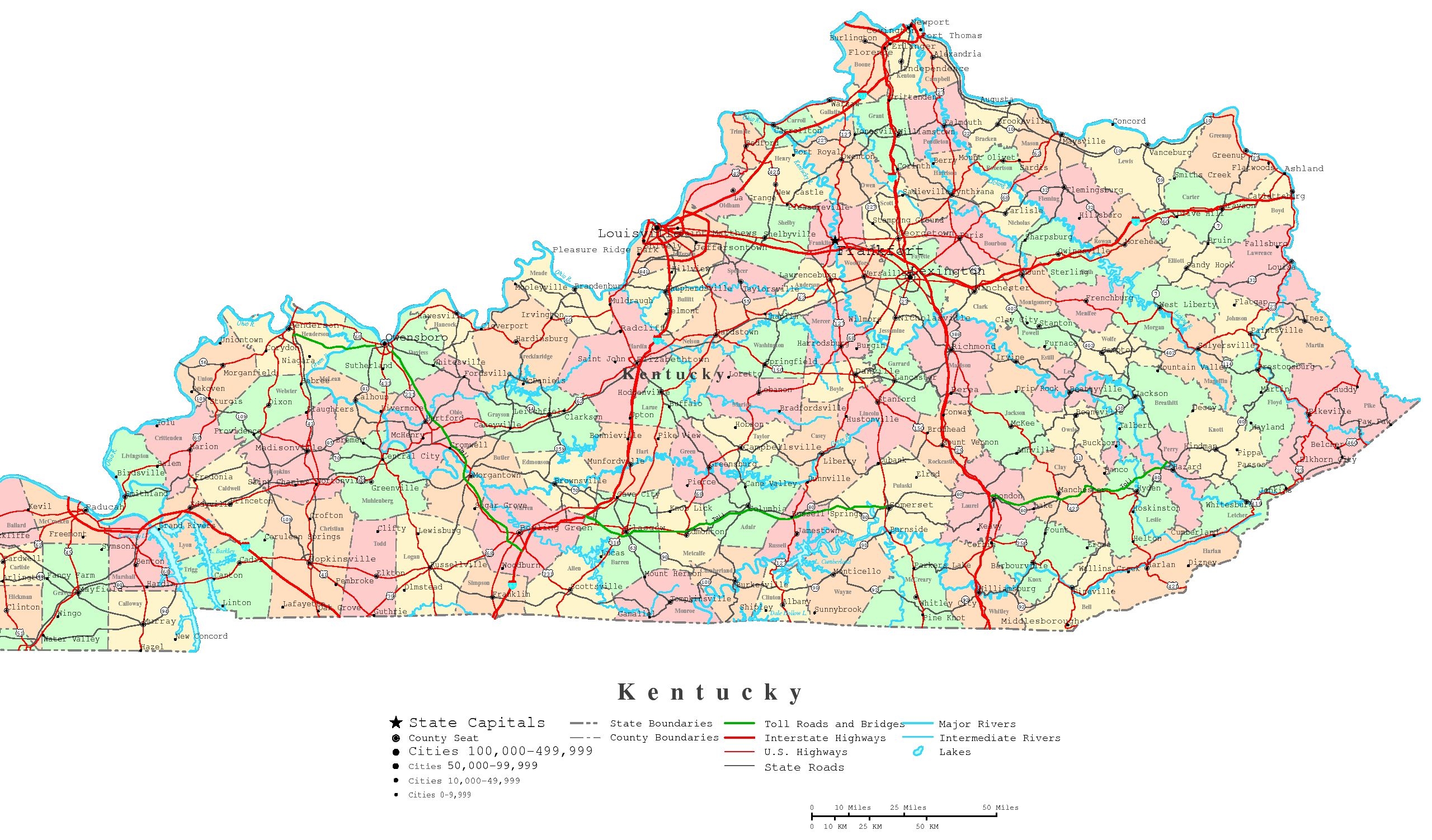 Printable Map Of Kentucky Free Printable 2026 Kentucky Printable Map 