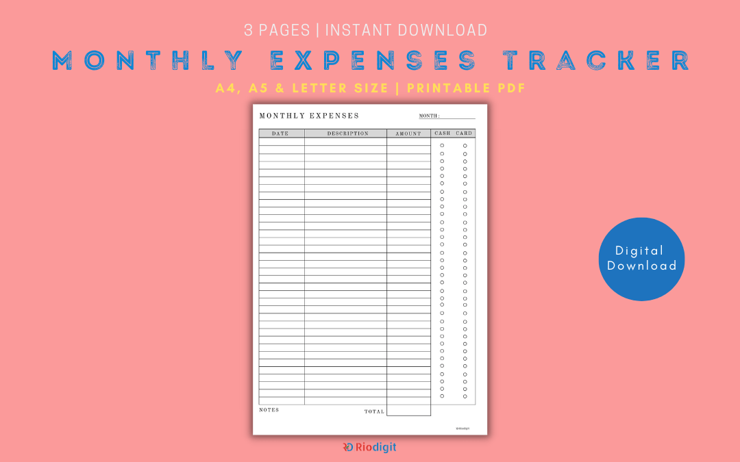 Monthly Expenses Tracker Printable