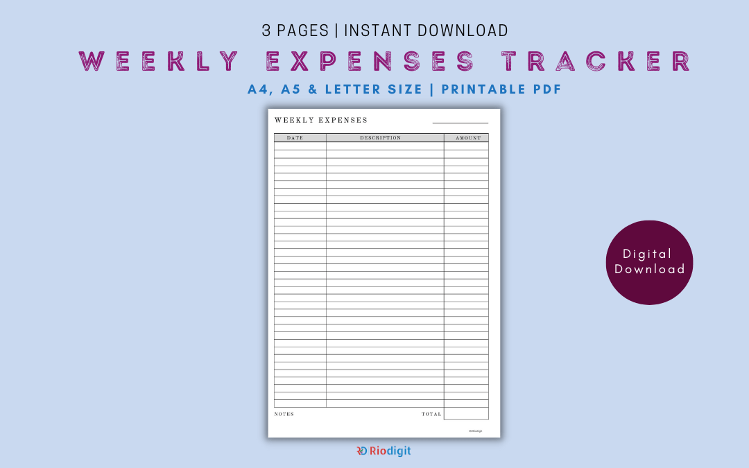 Weekly Expenses Tracker Printable