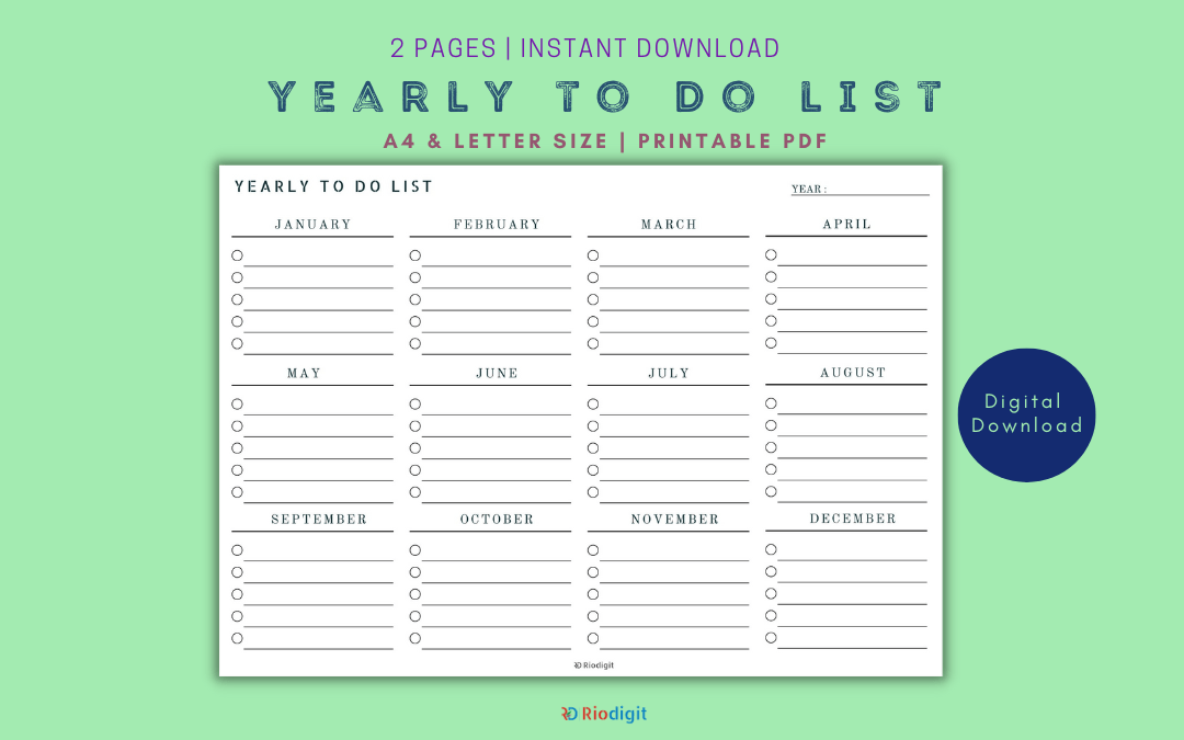 Yearly To Do List Printable