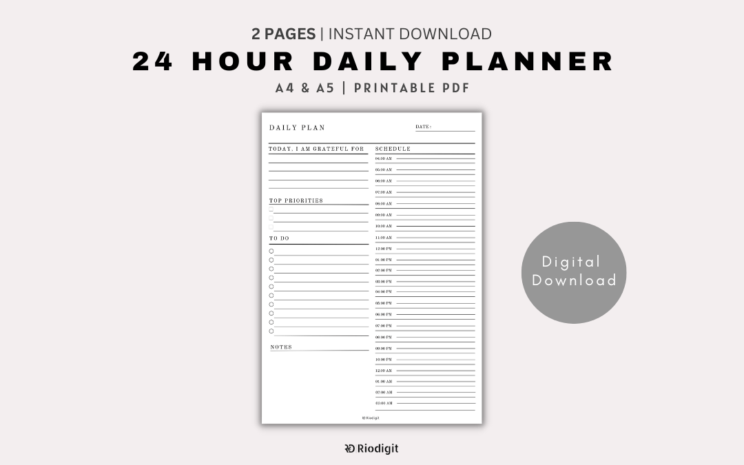 24 Hour Daily Planner Printable