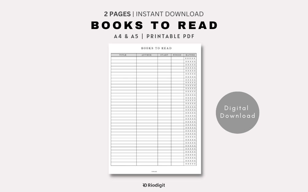 Books to Read List Printable