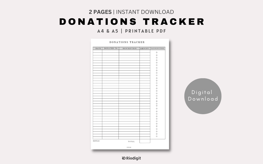 Donation Tracker Printable