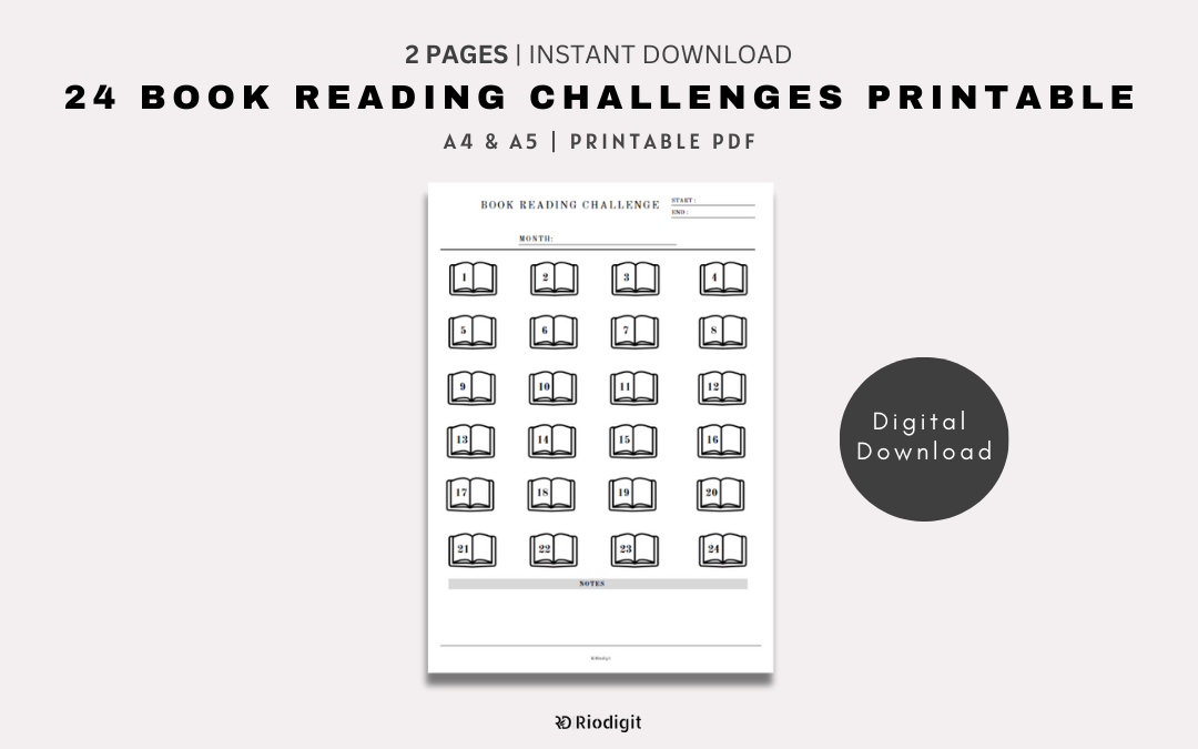 24 Book Reading Challenges Printable