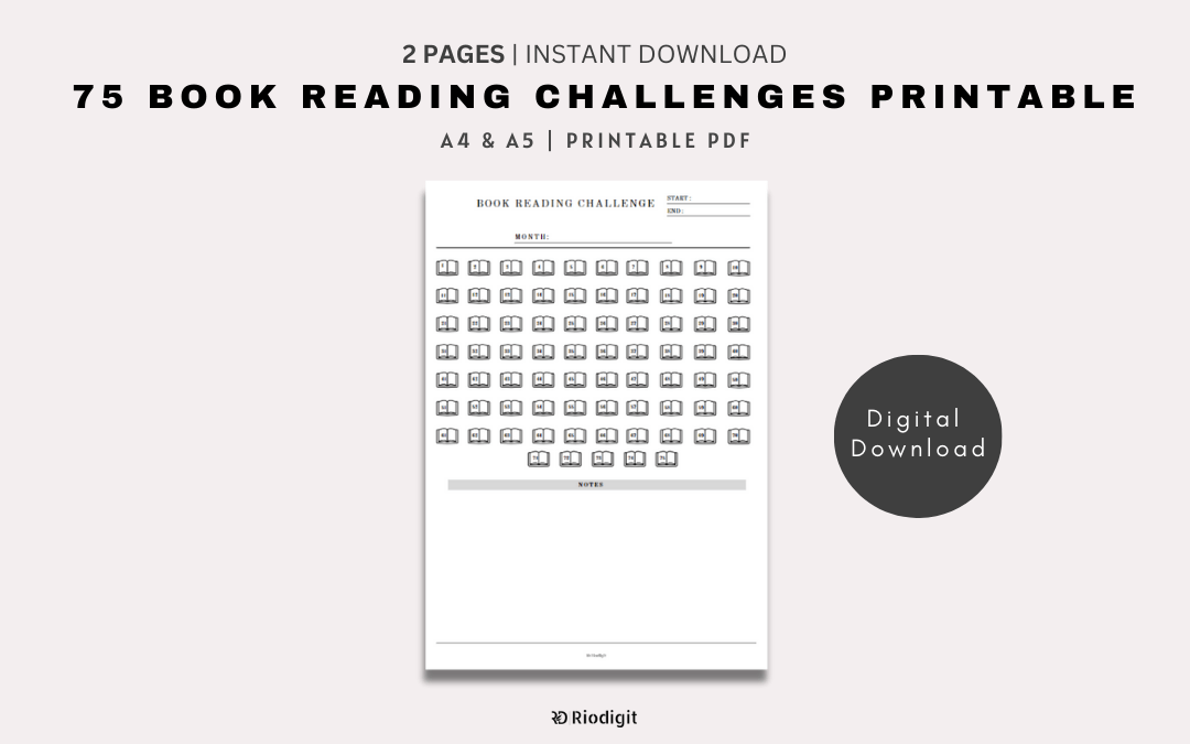 75 Book Reading Challenges Printable