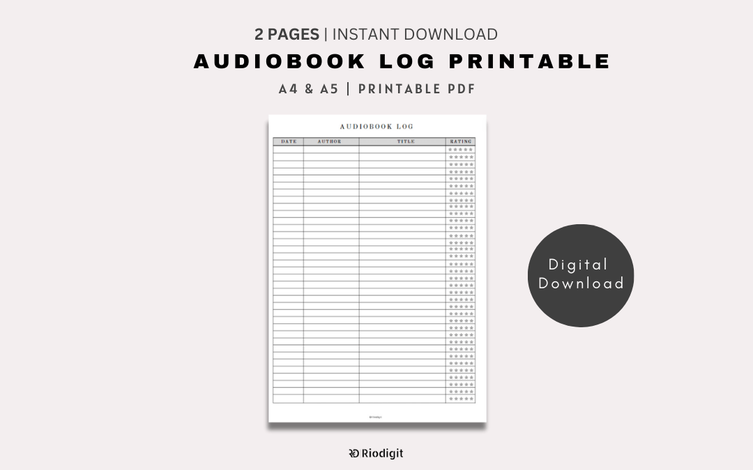 Audiobook Log Printable