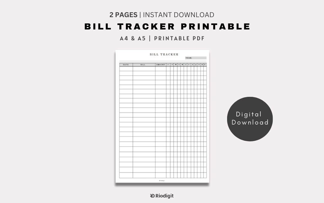 Bill Tracker Printable